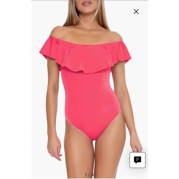 Trina Turk Monaco Off the Shoulder Ruffle One Piece Swimsuit - Picture 2 of 5